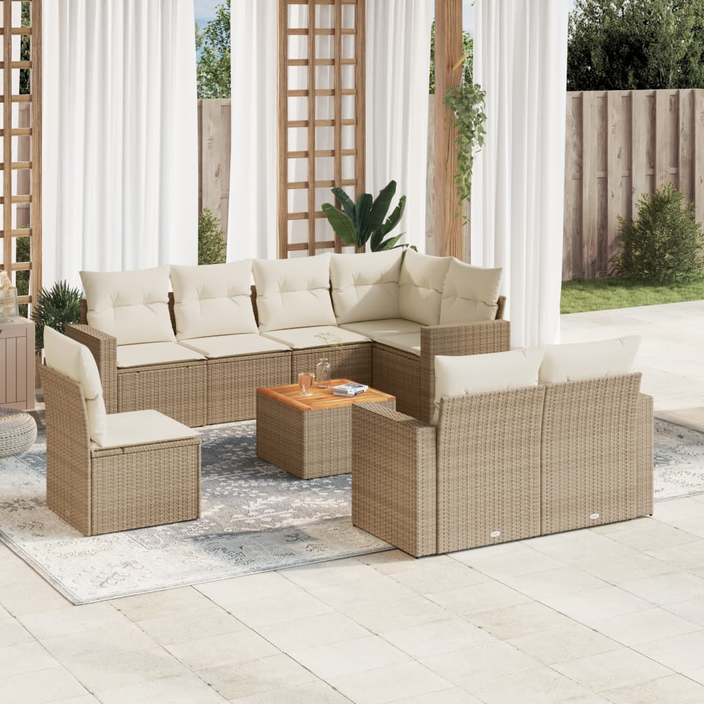 Set Canapele De Grădină, 9 Piese, Cu Perne, , Poliratan