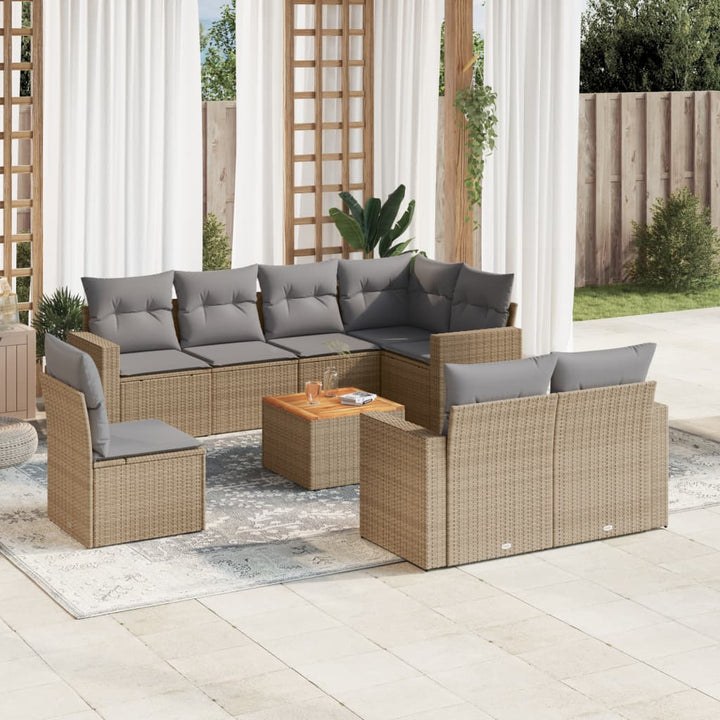 Set Canapele De Grădină, 9 Piese, Cu Perne, , Poliratan