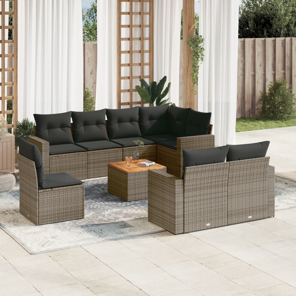 Set Canapele De Grădină, 9 Piese, Cu Perne, , Poliratan