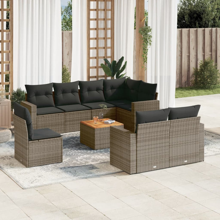 Set Canapele De Grădină, 9 Piese, Cu Perne, , Poliratan