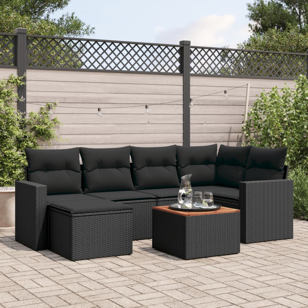 Set Canapele De Grădină, 7 Piese, Cu Perne, , Poliratan