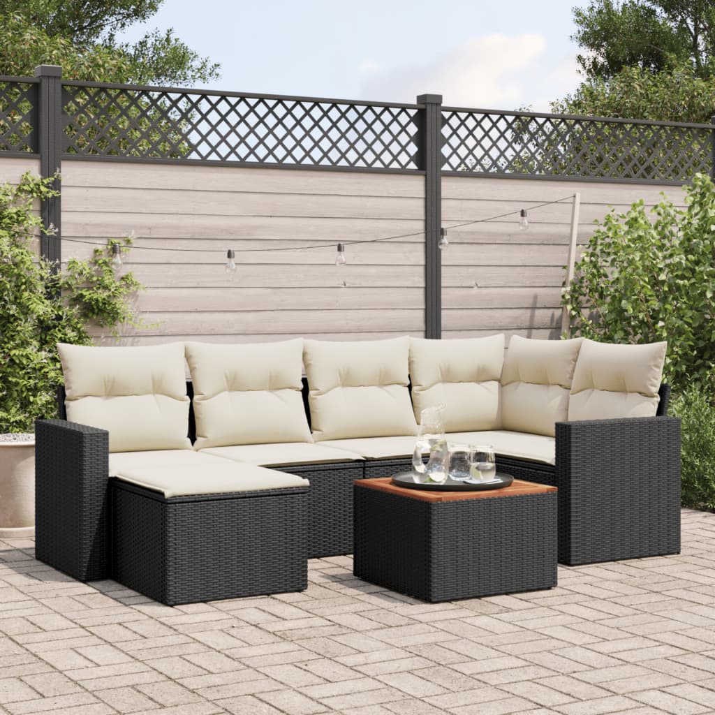 Set Canapele De Grădină, 7 Piese, Cu Perne, , Poliratan