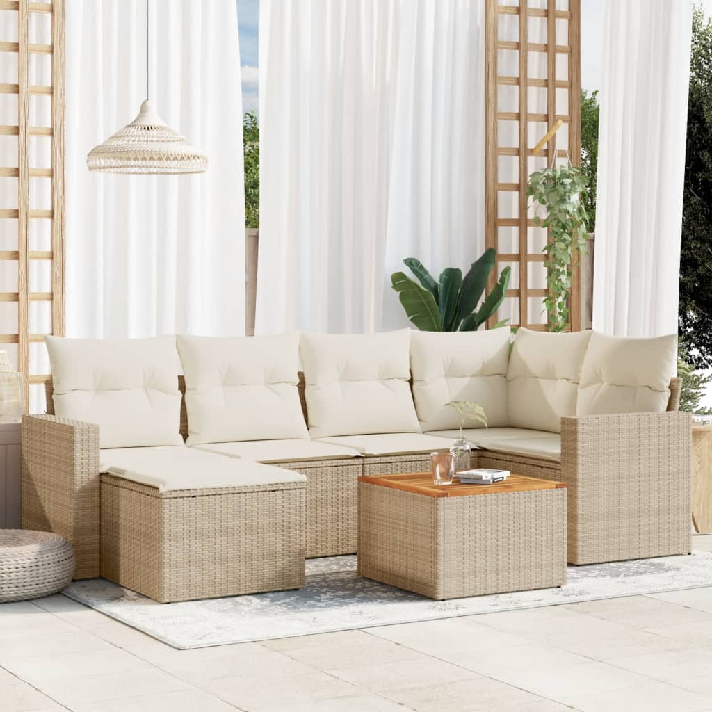 Set Canapele De Grădină, 7 Piese, Cu Perne, , Poliratan