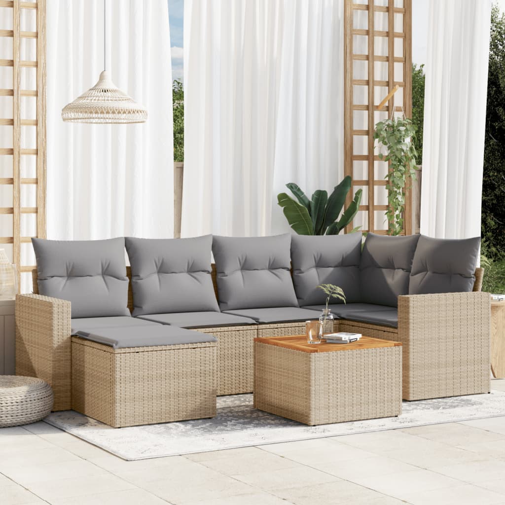 Set Canapele De Grădină, 7 Piese, Cu Perne, , Poliratan