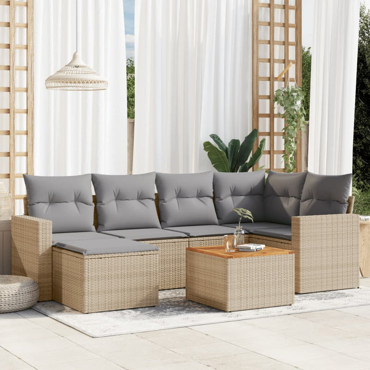 Set Canapele De Grădină, 7 Piese, Cu Perne, , Poliratan