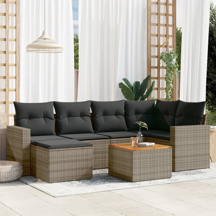Set Canapele De Grădină, 7 Piese, Cu Perne, , Poliratan