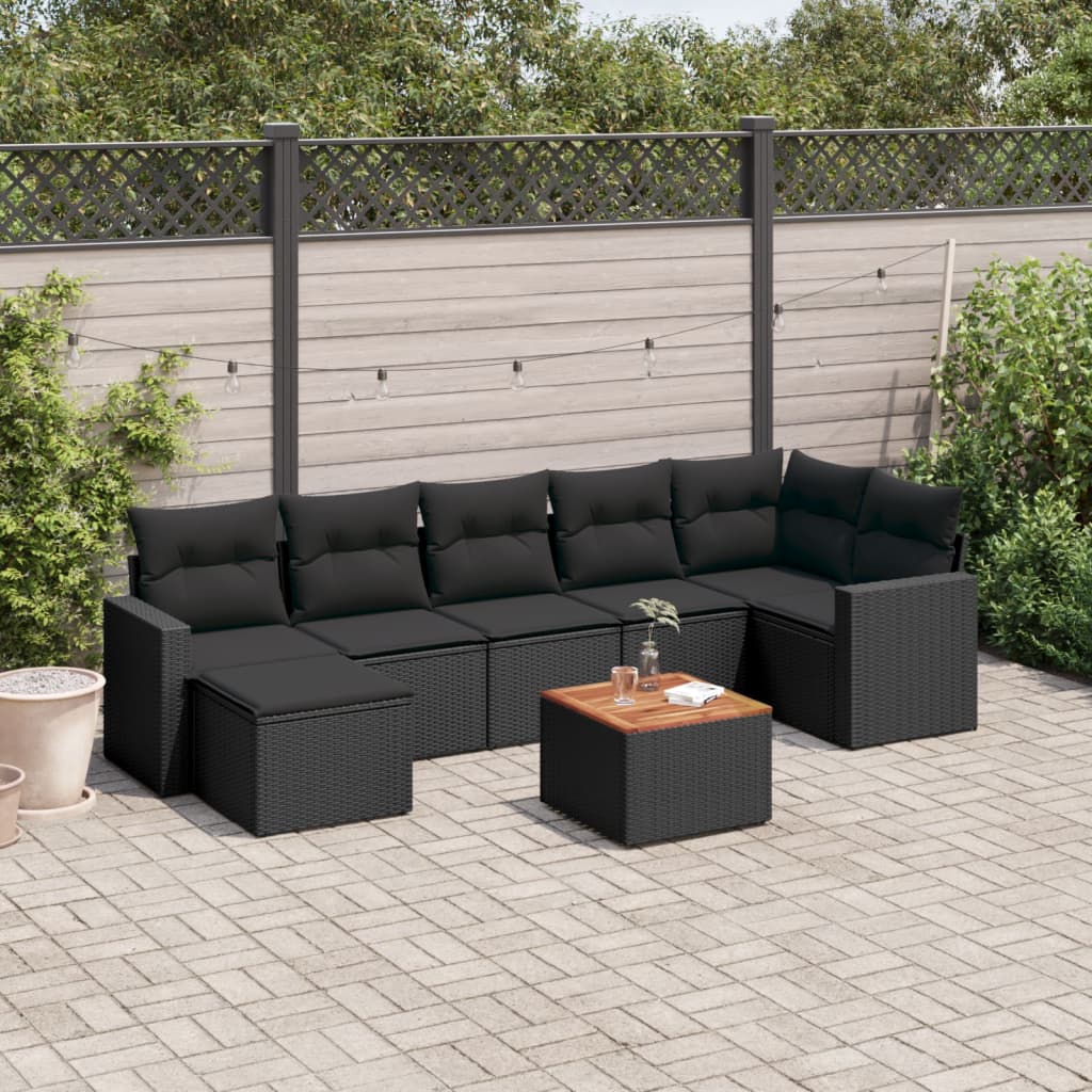 Set Canapele De Grădină Cu Perne, 8 Piese, , Poliratan