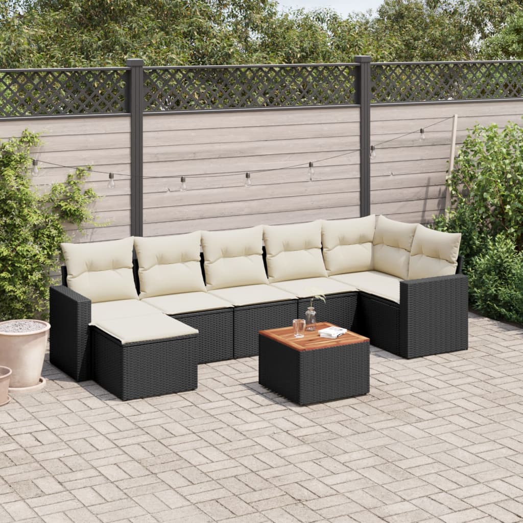 Set Canapele De Grădină Cu Perne, 8 Piese, , Poliratan