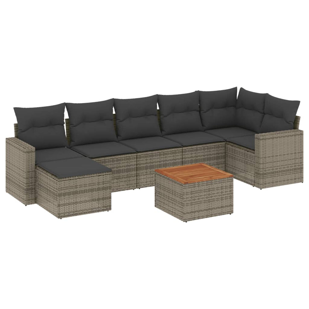 Set Canapele De Grădină Cu Perne, 8 Piese, , Poliratan