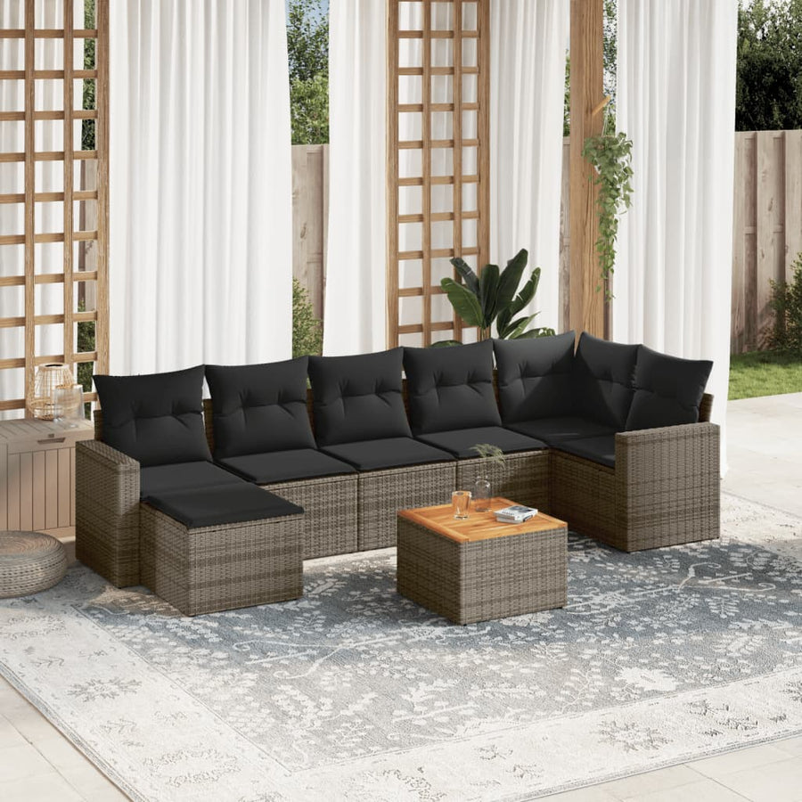 Set Canapele De Grădină Cu Perne, 8 Piese, , Poliratan