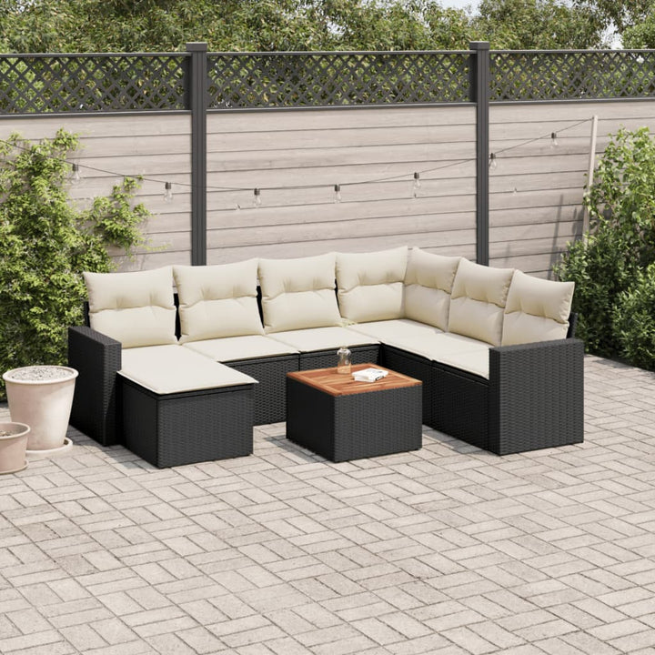 Set Canapele De Grădină Cu Perne, 8 Piese, , Poliratan