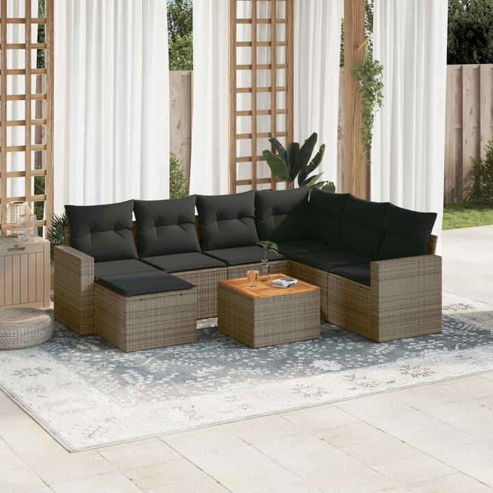 Set Canapele De Grădină Cu Perne, 8 Piese, , Poliratan