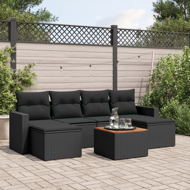 Set Canapele De Grădină, 7 Piese, Cu Perne, , Poliratan