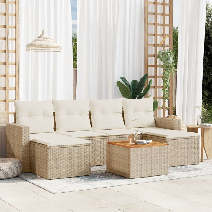 Set Canapele De Grădină, 7 Piese, Cu Perne, , Poliratan