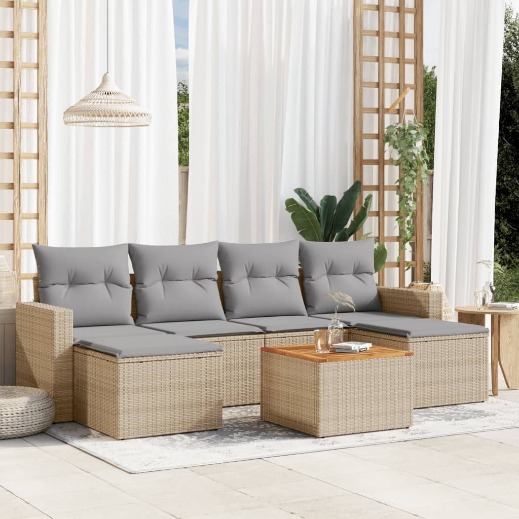 Set Canapele De Grădină, 7 Piese, Cu Perne, , Poliratan