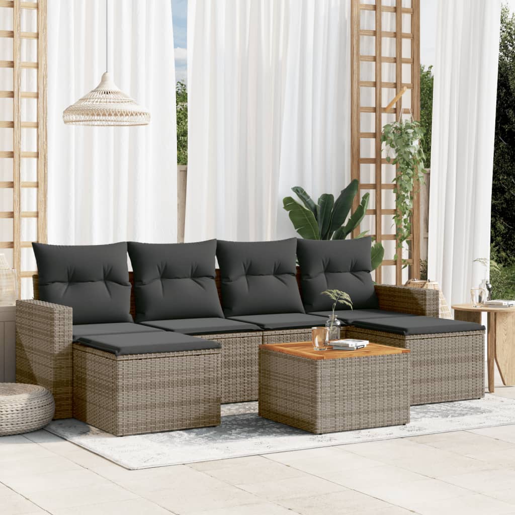 Set Canapele De Grădină, 7 Piese, Cu Perne, , Poliratan
