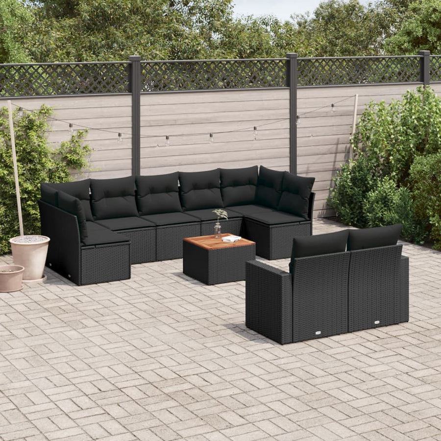 Set Canapele De Grădină Cu Perne, 10 Piese, , Poliratan