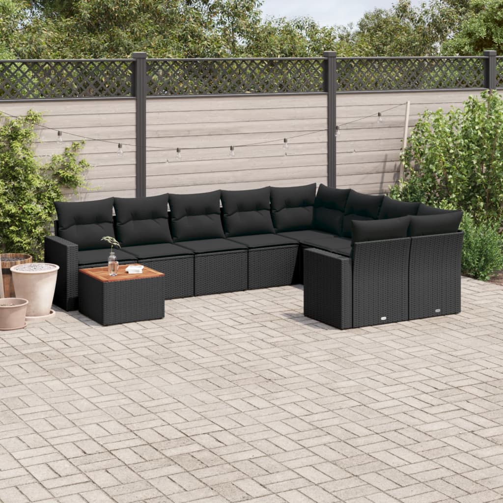 Set Canapele De Grădină Cu Perne, 10 Piese, , Poliratan