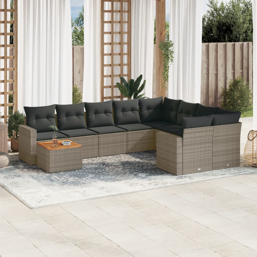 Set Canapele De Grădină Cu Perne, 10 Piese, , Poliratan