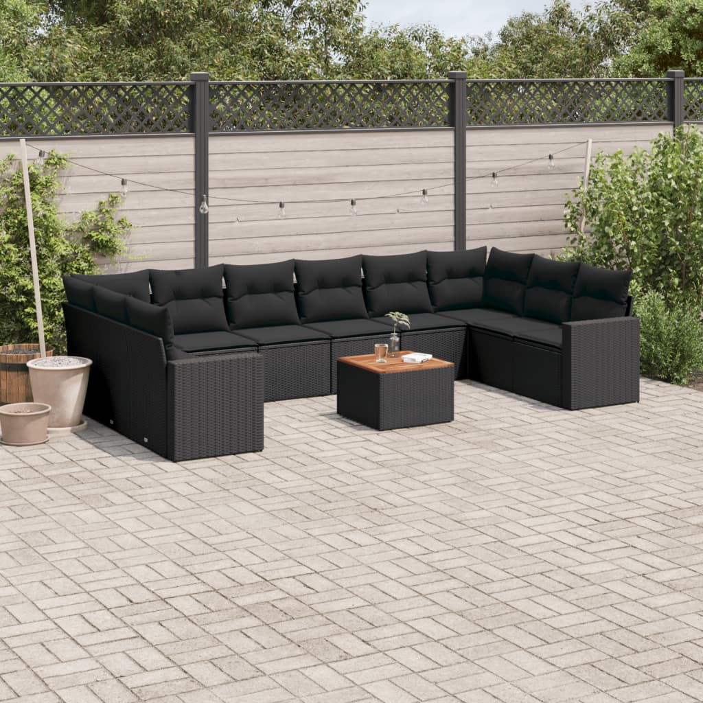 Set Canapele De Grădină Cu Perne, 11 Piese, , Poliratan