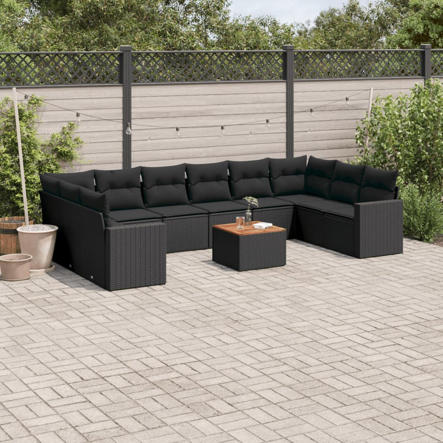 Set Canapele De Grădină Cu Perne, 11 Piese, , Poliratan