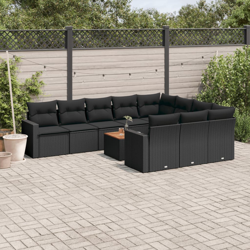 Set Canapele De Grădină Cu Perne, 11 Piese, , Poliratan
