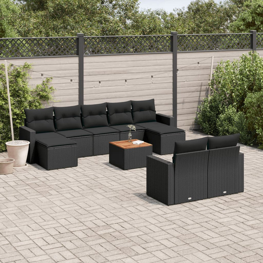 Set Canapele De Grădină Cu Perne, 10 Piese, , Poliratan