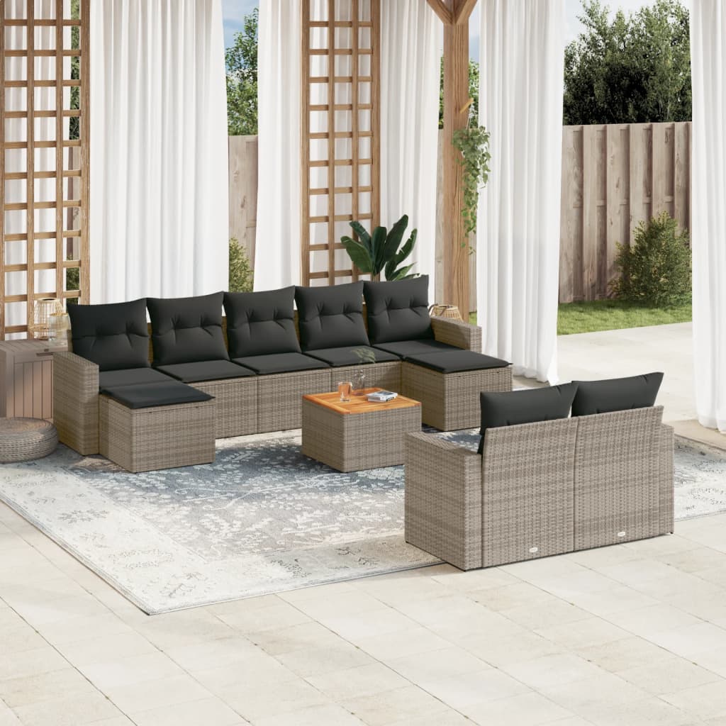 Set Canapele De Grădină Cu Perne, 10 Piese, , Poliratan