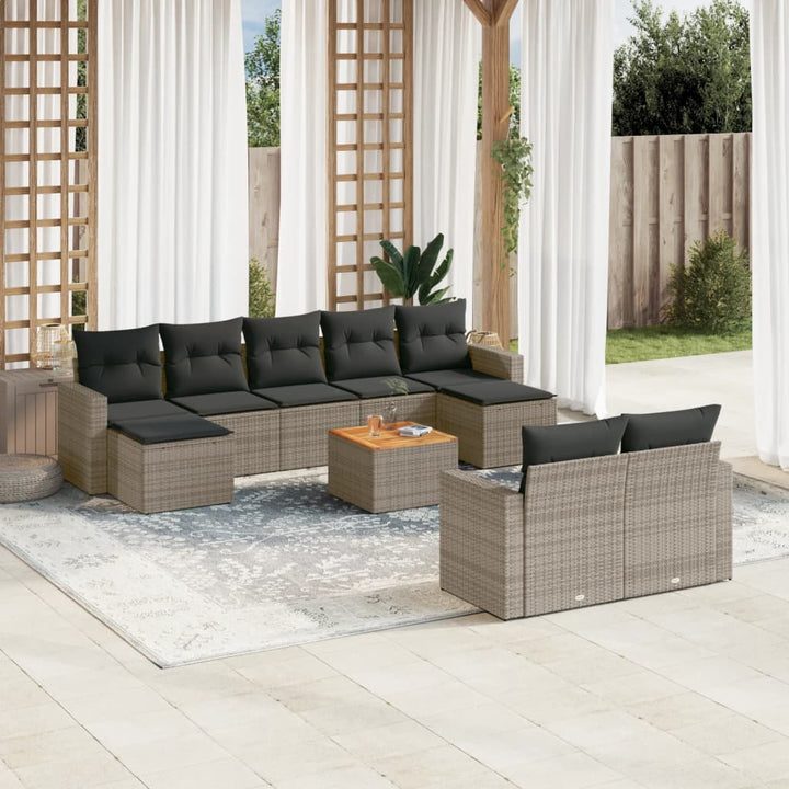Set Canapele De Grădină Cu Perne, 10 Piese, , Poliratan