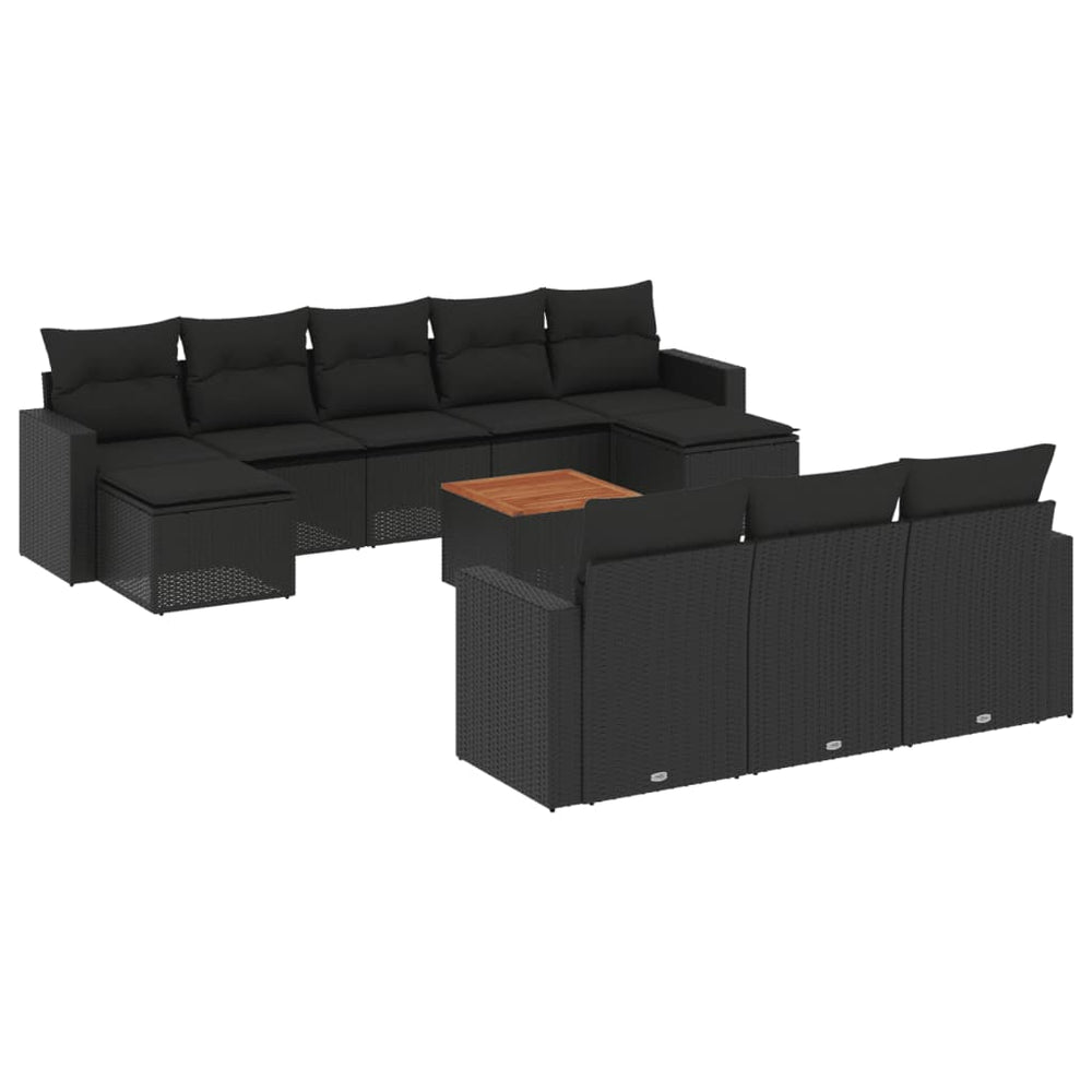 Set Canapele De Grădină Cu Perne, 11 Piese, , Poliratan