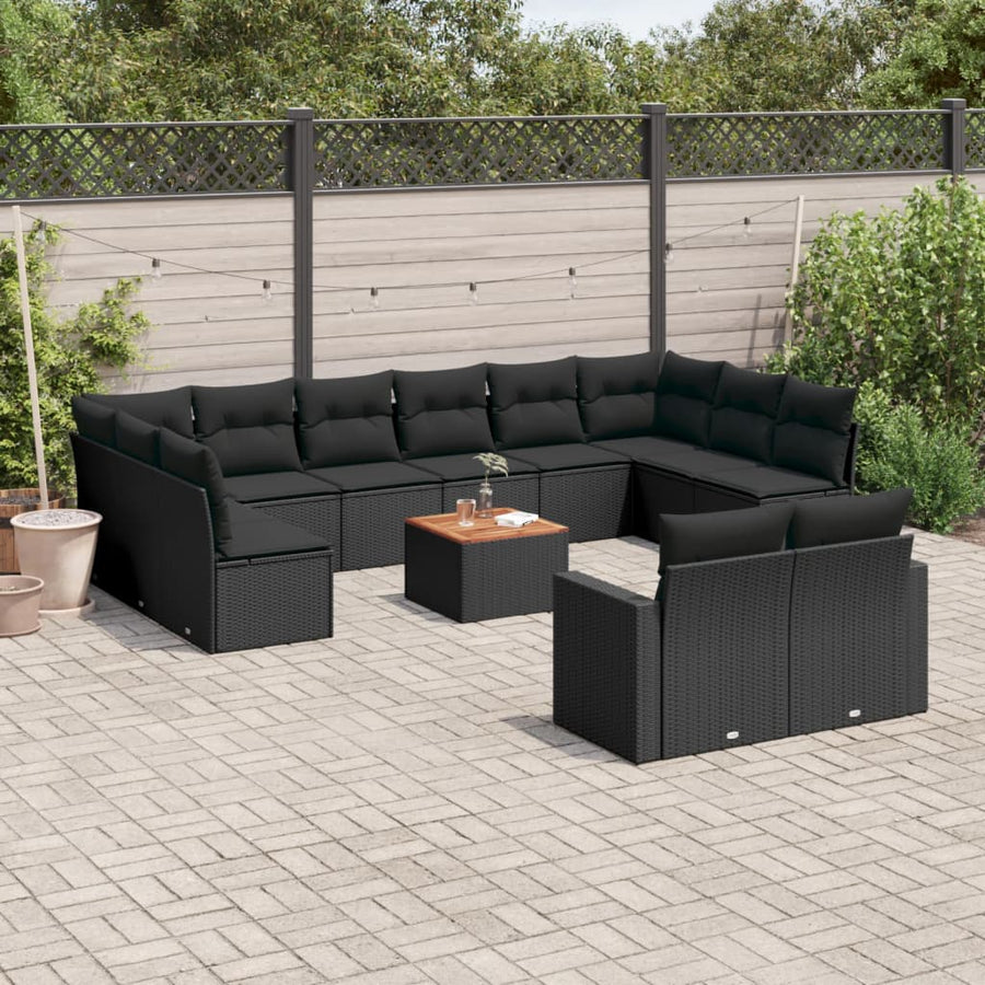Set Mobilier De Grădină Cu Perne, 13 Piese, , Poliratan