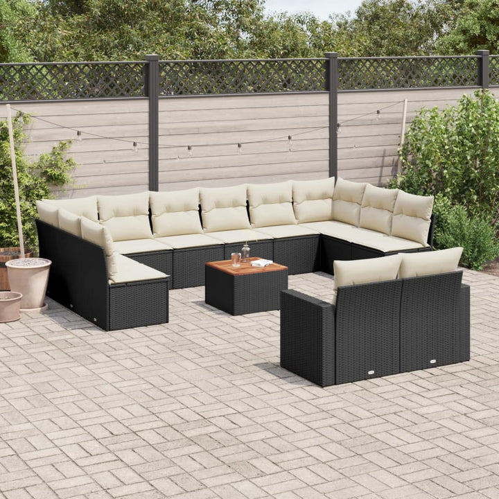 Set Mobilier De Grădină Cu Perne, 13 Piese, , Poliratan