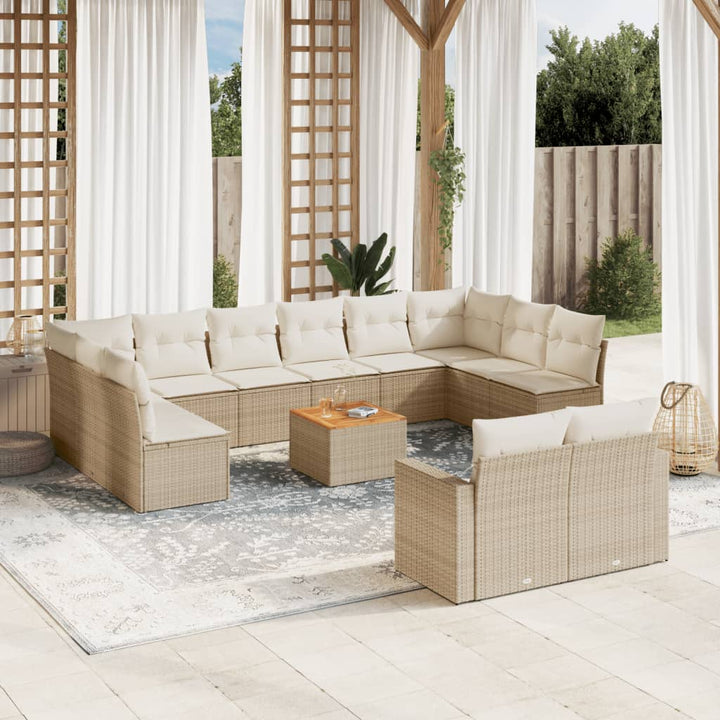 Set Mobilier De Grădină Cu Perne, 13 Piese, , Poliratan