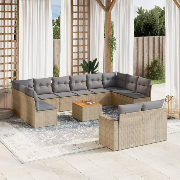 Set Mobilier De Grădină Cu Perne, 13 Piese, , Poliratan