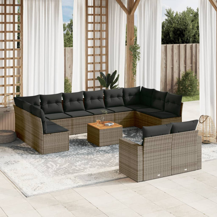 Set Mobilier De Grădină Cu Perne, 13 Piese, , Poliratan
