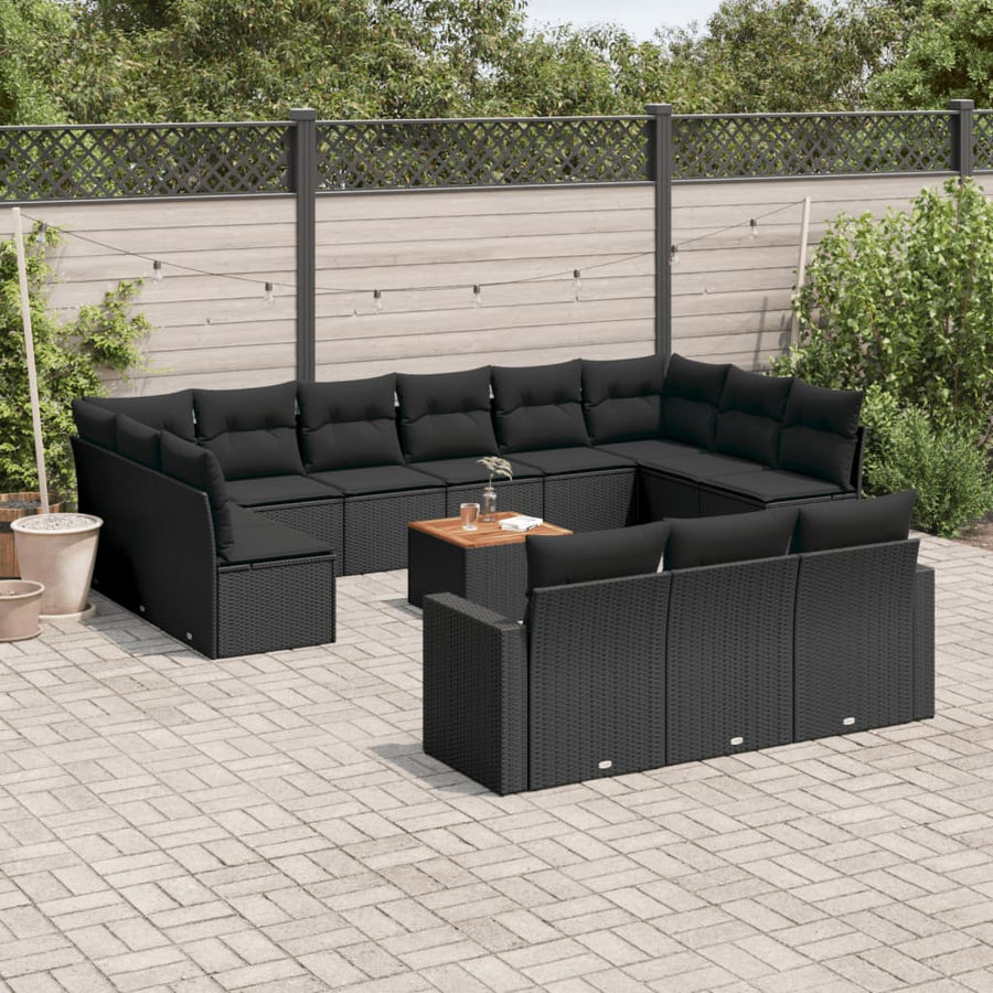 Set Mobilier De Grădină Cu Perne, 14 Piese, , Poliratan