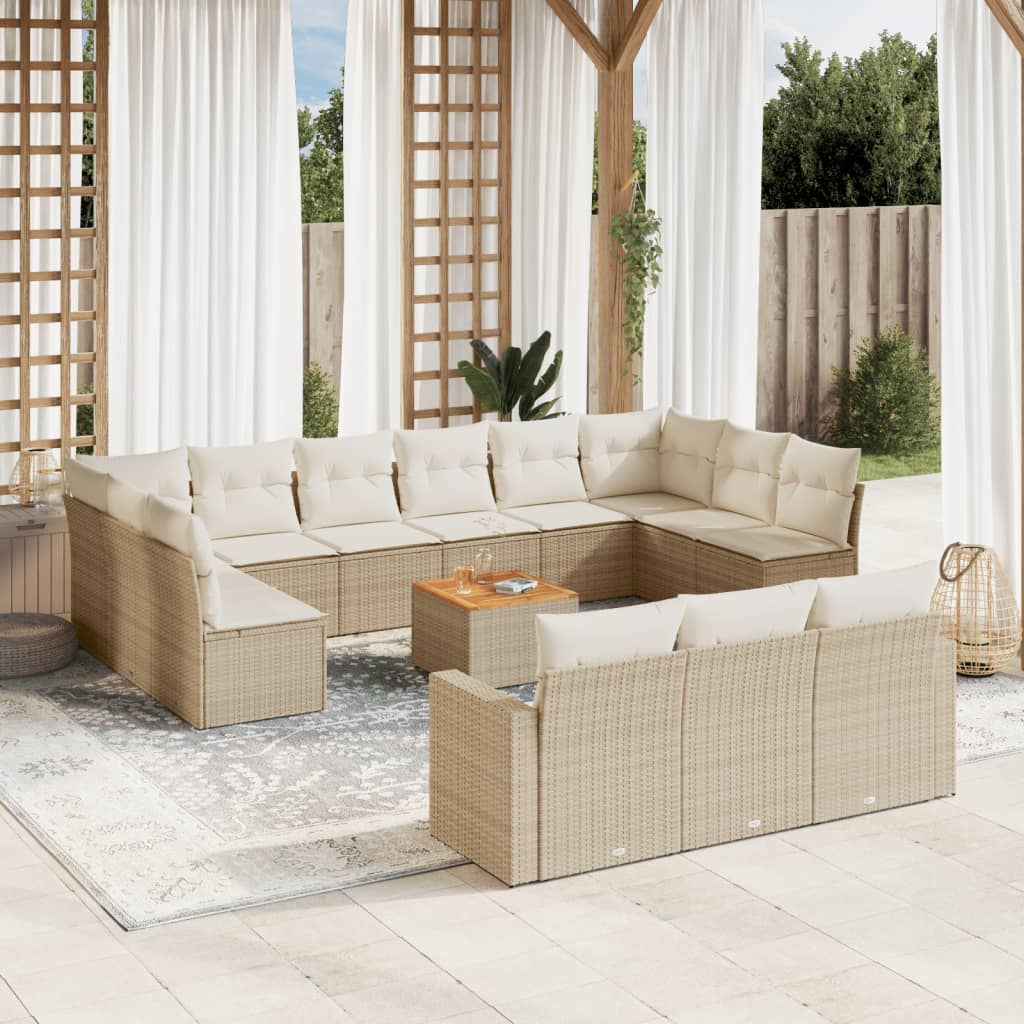 Set Mobilier De Grădină Cu Perne, 14 Piese, , Poliratan