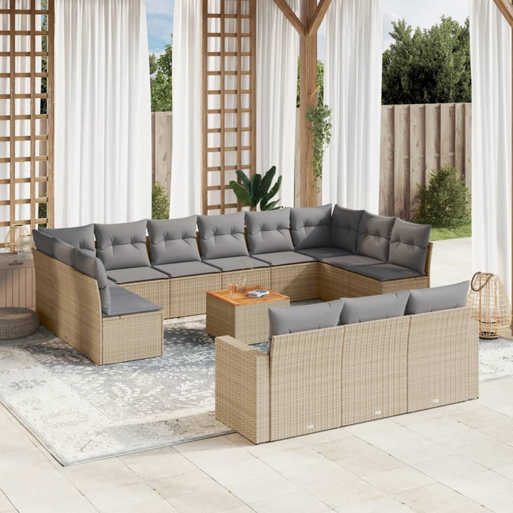 Set Mobilier De Grădină Cu Perne, 14 Piese, , Poliratan