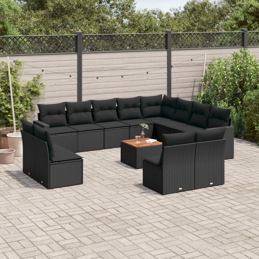 Set Mobilier De Grădină Cu Perne, 13 Piese, , Poliratan