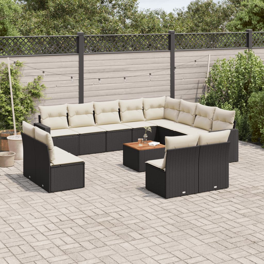 Set Mobilier De Grădină Cu Perne, 13 Piese, , Poliratan