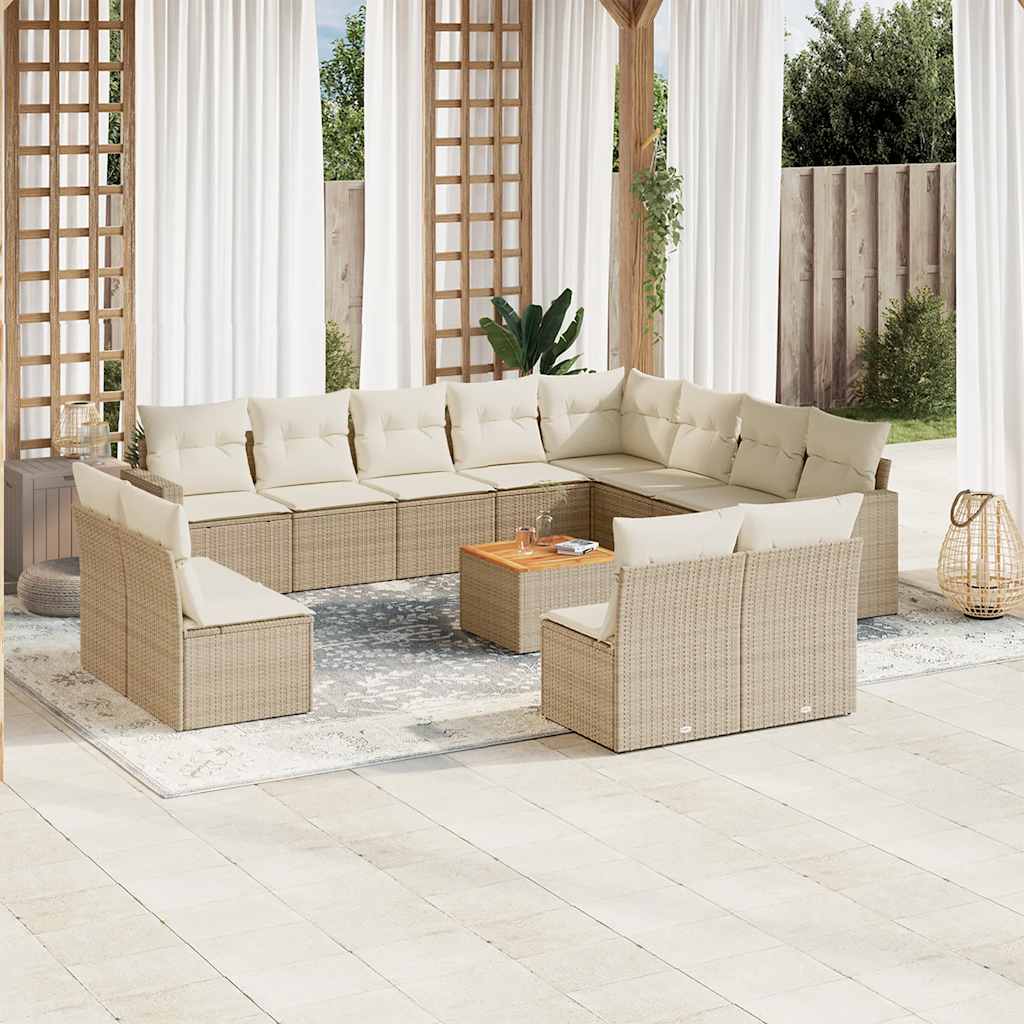 Set Mobilier De Grădină Cu Perne, 13 Piese, , Poliratan
