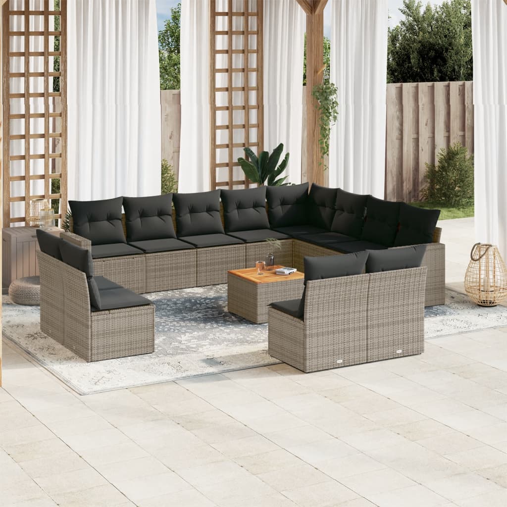 Set Mobilier De Grădină Cu Perne, 13 Piese, , Poliratan