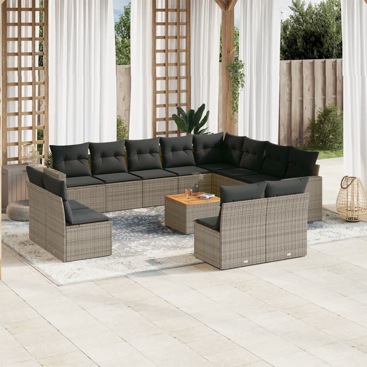 Set Mobilier De Grădină Cu Perne, 13 Piese, , Poliratan
