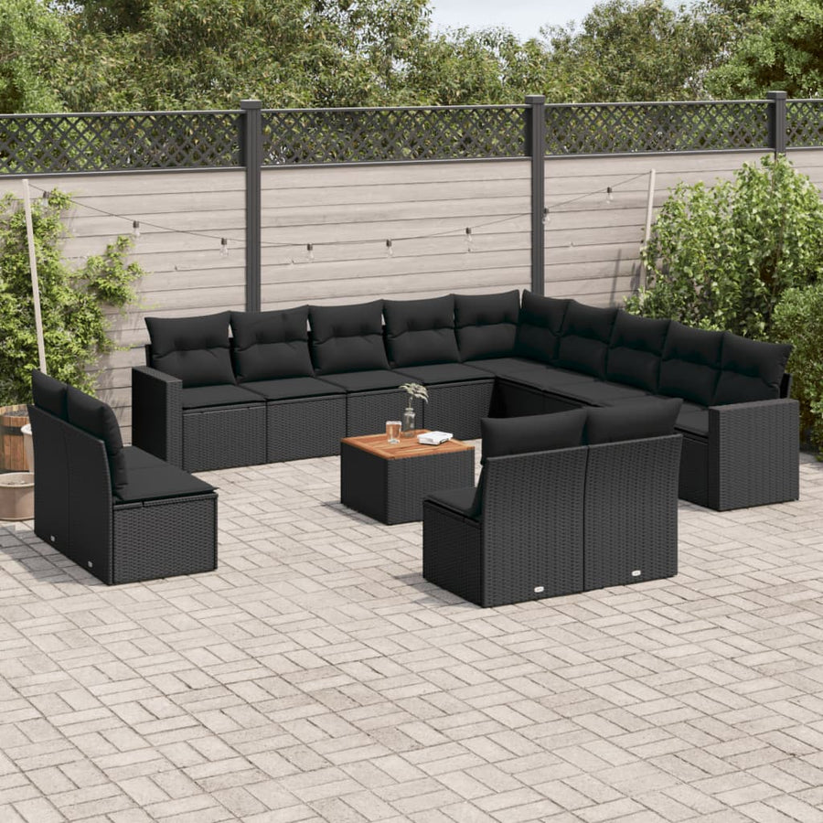 Set Mobilier De Grădină Cu Perne, 14 Piese, , Poliratan