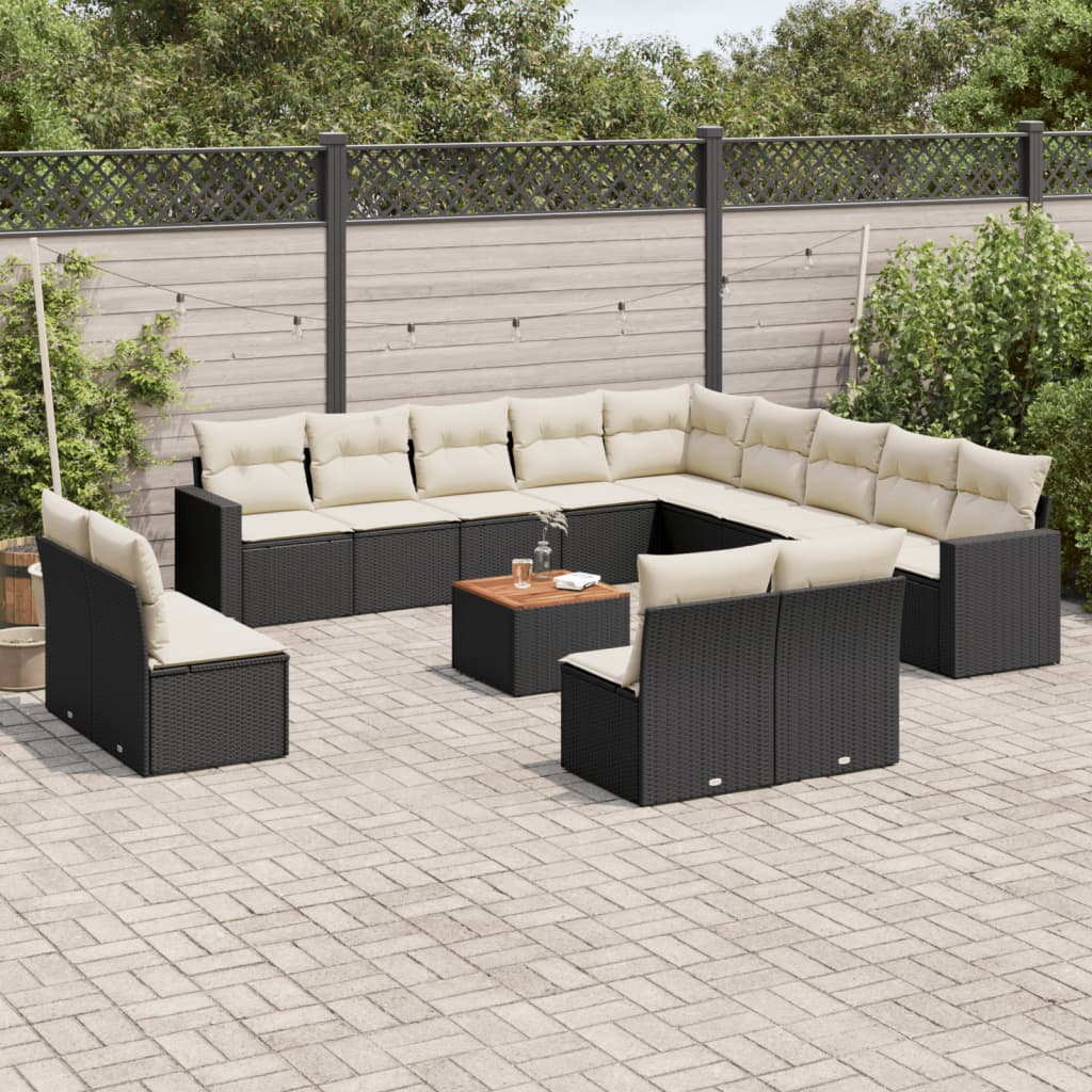 Set Mobilier De Grădină Cu Perne, 14 Piese, , Poliratan