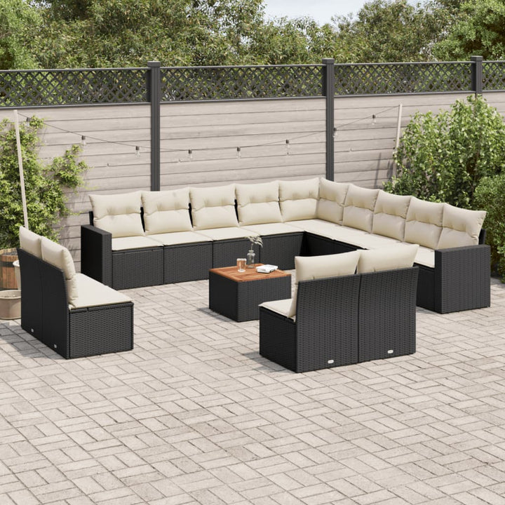 Set Mobilier De Grădină Cu Perne, 14 Piese, , Poliratan