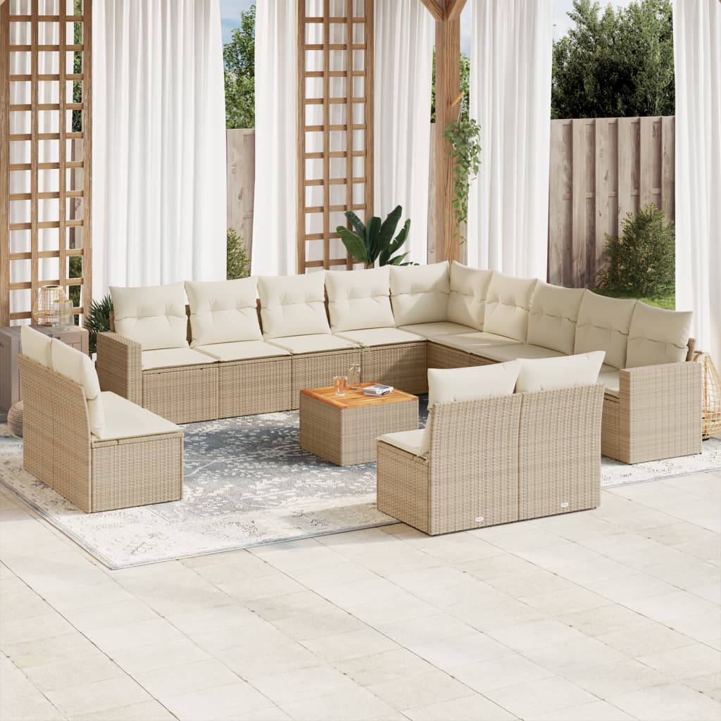 Set Mobilier De Grădină Cu Perne, 14 Piese, , Poliratan