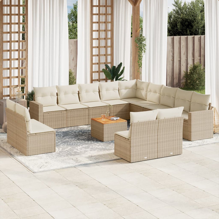 Set Mobilier De Grădină Cu Perne, 14 Piese, , Poliratan