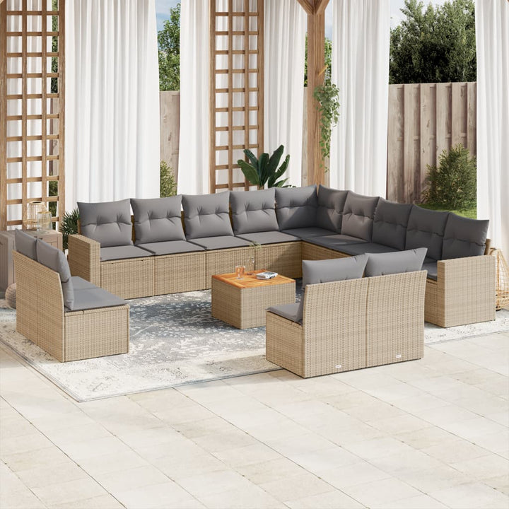 Set Mobilier De Grădină Cu Perne, 14 Piese, , Poliratan