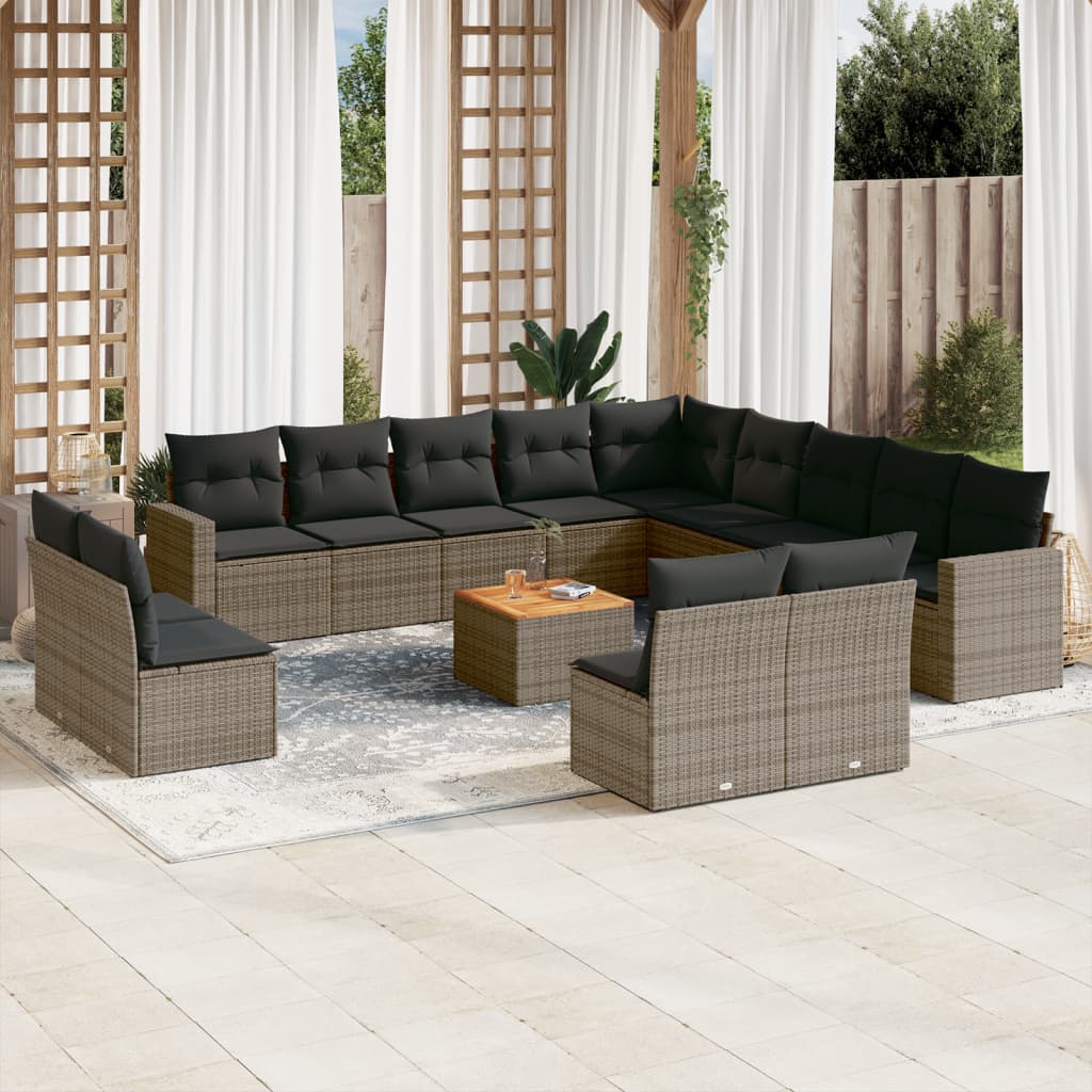 Set Mobilier De Grădină Cu Perne, 14 Piese, , Poliratan